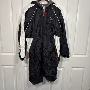TYR Swim Warm Up Jacket Mens M Black White Hooded Full Zip Team Logo Track